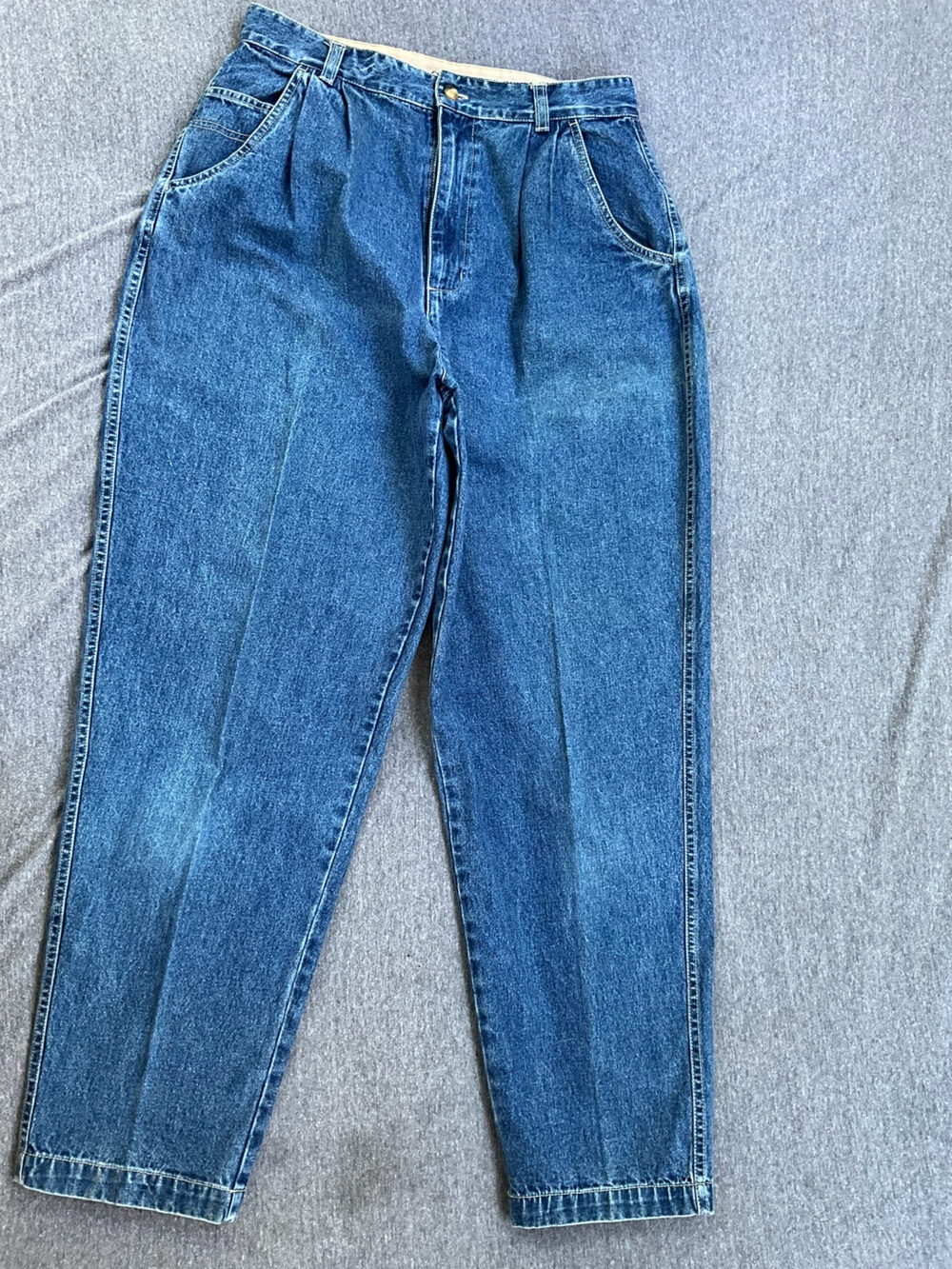 Vintage GV Jeans Size 14 High Waisted Pleated Mom Jeans 100% Cotton 90s Blue